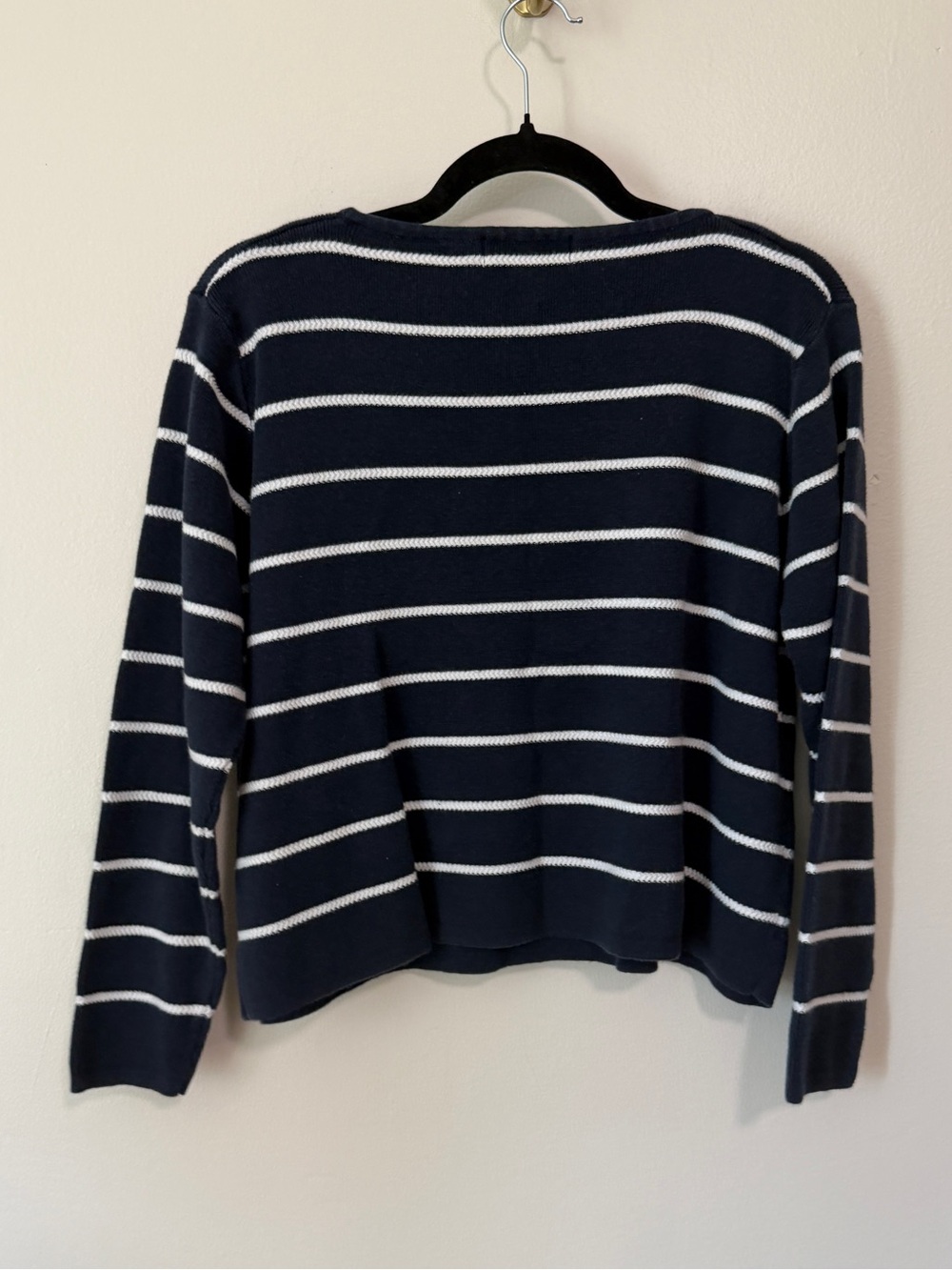 vintage eddie bauer navy/white stripe pullover sweater - small p 100% cotton - Picture 2 of 3